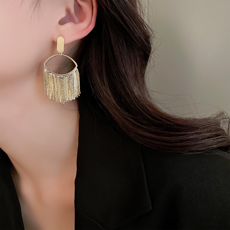 Simple Style Geometric Tassel Copper Plating Earrings 1 Pair