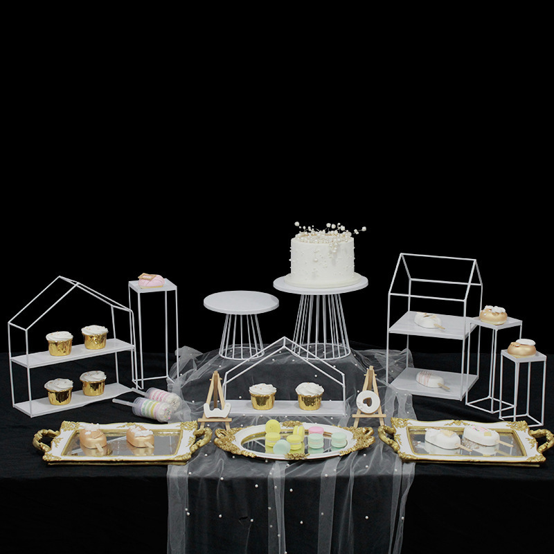 Tabla de postres europea decoración estante de exhibición platos de postres comida fría mesa de té estante de pastel rack de té de la tarde image 3