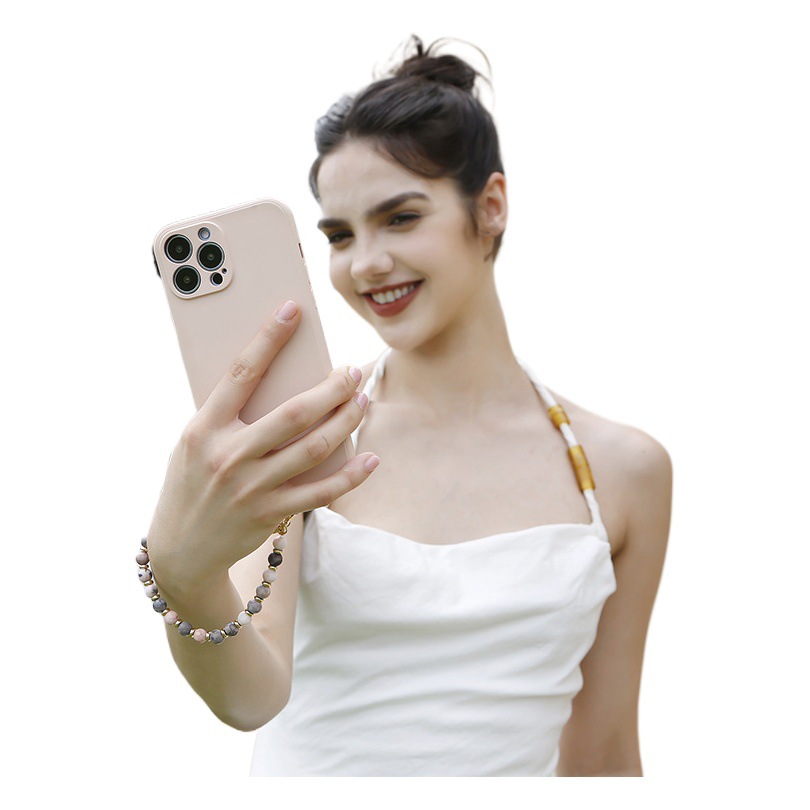 Cadena para teléfono móvil con cuentas de amatista de cristal natural, cristal rosa, obsidiana, amazonita y turquesa blanca, cordón para teléfono móvil DIY