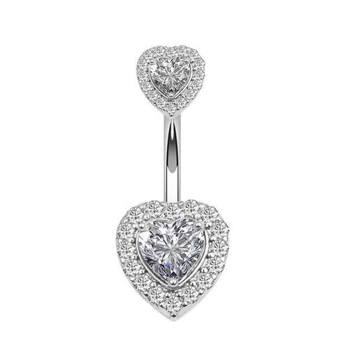 Belly button nail titanium steel umbilical nail hot girl European and American wind umbilical nails, peach heart female puncture decoration belly flash diamond umbilical umbilical ring wholesale