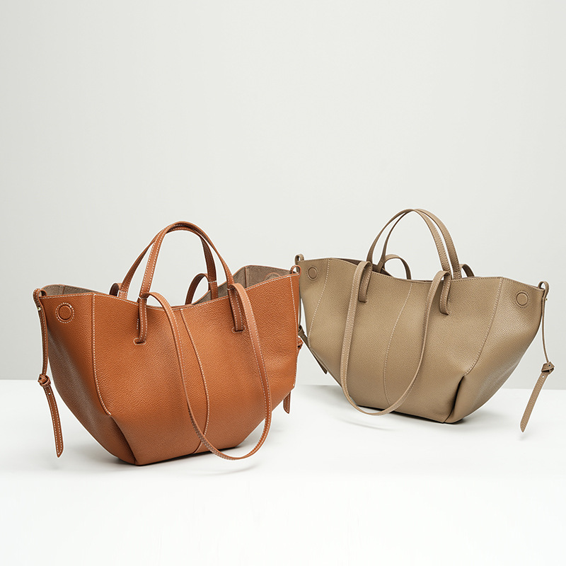 Versatile Niche Handbag Top Grain Cowhide Leather Women's Tote Bag Large Capacity Commuter Luxury Genuine Leather Shoulder Bag