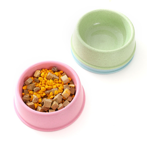 Pet supplies Nordic style simple round mouth dog bowl Wheat straw small fresh dog food bowl pet bowl