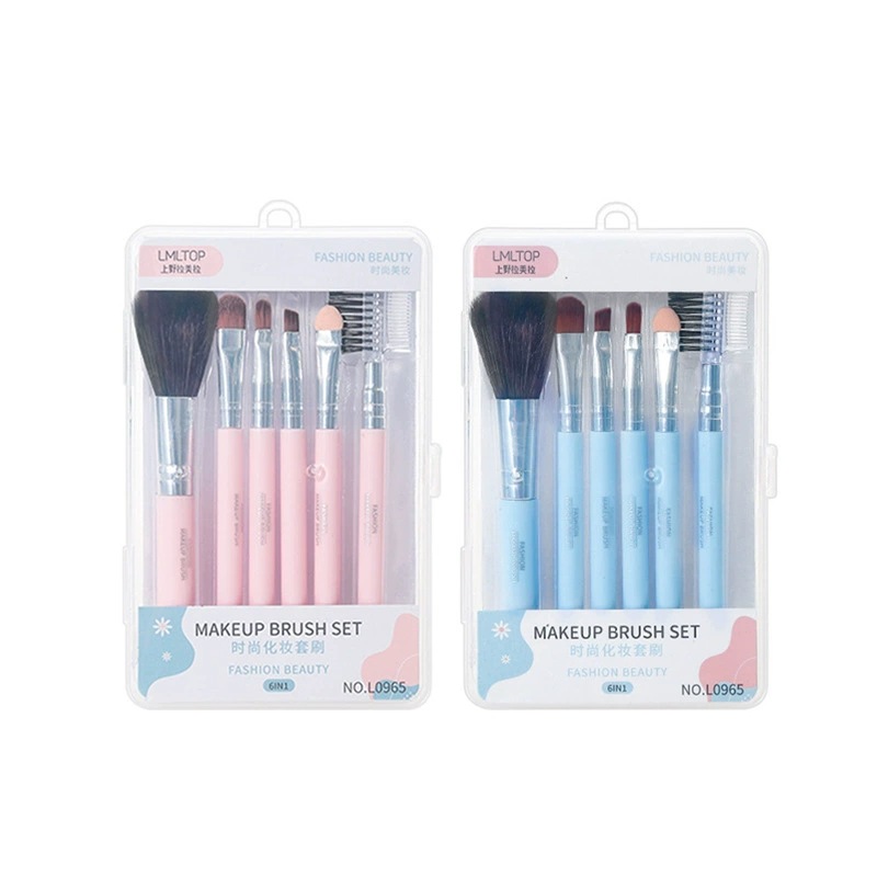 Juego de Brochas de Maquillaje LMLTOP, Juego de Brochas de Maquillaje Portátiles, Herramientas de Maquillaje de Belleza, 6 Piezas en Caja L0965
