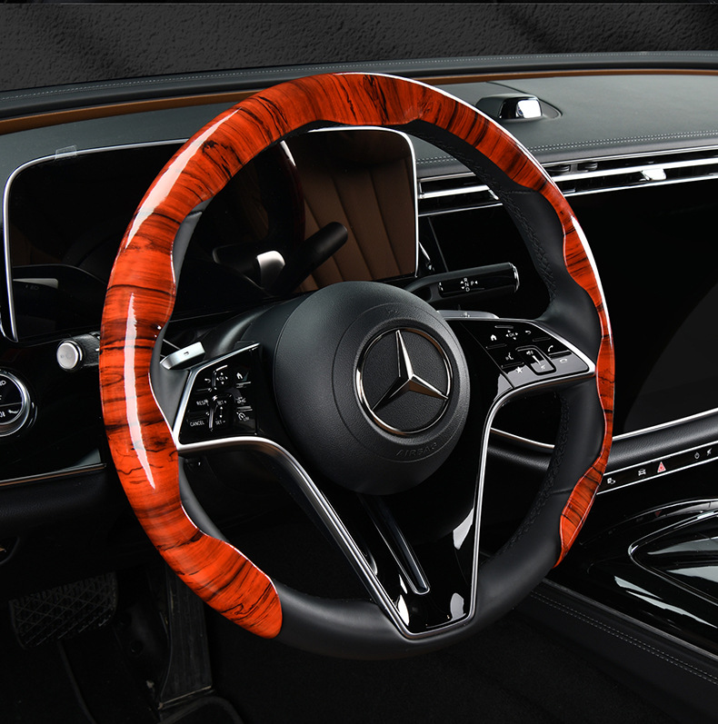 2025 new 5D headband forged carbon maple pattern card type car steering wheel cover factory direct sales of a generation of hair
