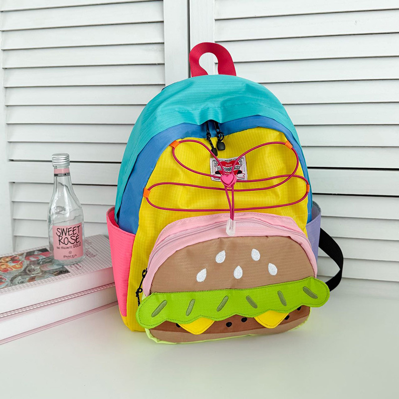 Cartoon Cute Hamburgo mochila para niños y niñas Mochila de diseño personalizado de gran capacidad 2026 nueva mochila infantil transfronteriza