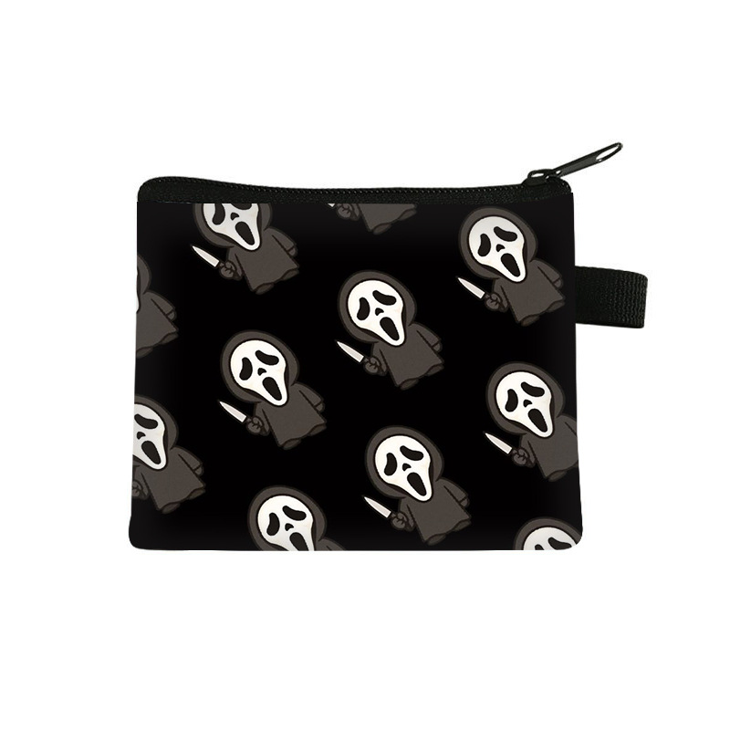 New European and American horror series coin purse children's cartoon polyester storage bag cute mini card holder small bag