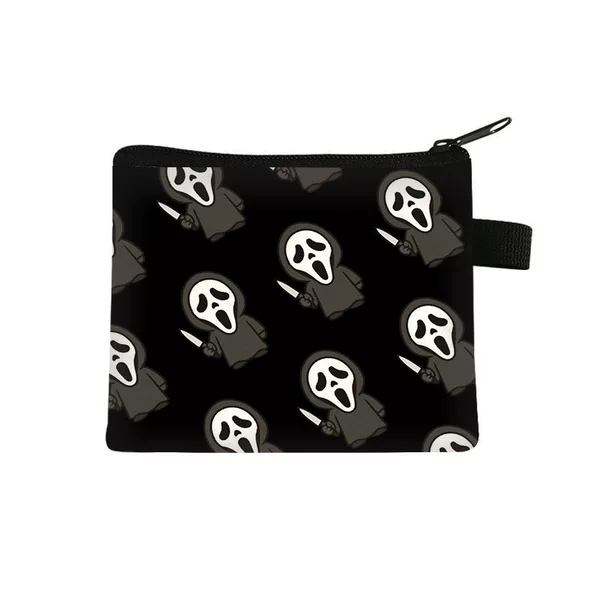 New European and American Horror Series Coin Purse, Children's Cartoon Polyester Storage Bag, Cute Mini Card Holder, Small Bag