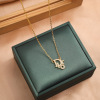 Fashionable universal necklace stainless steel, chain for key bag , accessory, European style, simple and elegant design, does not fade