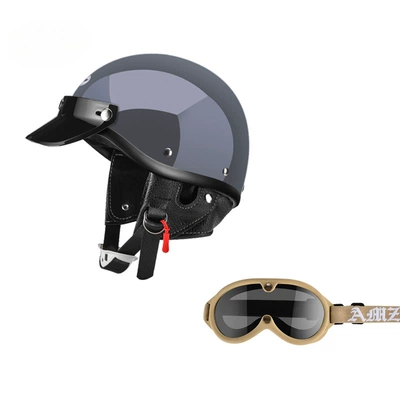 Electric Vehicle Pedal Half Helmet: Motosiklet dəbilqələri - xs-cement-gray-khaki-new-goggles-free-shipping-by-sf-express