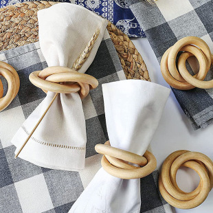 European and American pastoral style wooden three-ring napkin ring new napkin buckle creative napkin ring strength manufacturers cross-border wholesale