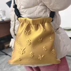 跨境新款包包2026年爆款水桶发财包小众个性单肩斜挎包高级感