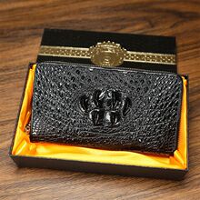 真鳄鱼皮男士手拿包拉链手包真皮头背部骨皮男包小包大容量多卡位