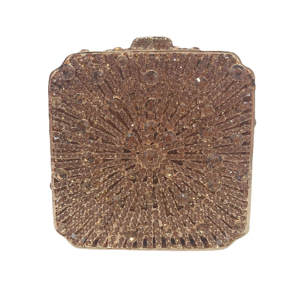 Bolsa de cena con diamantes transfronterizos no vacía caja metálica dura bolsa de diamantes vestido de banquete de mano bolsa de mujer pequeña caja cuadrada