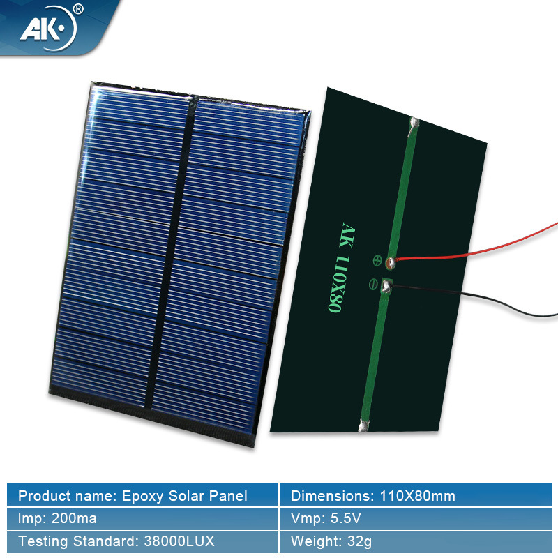 Солнечная панель AK 110x80мм 5.5V 200mA