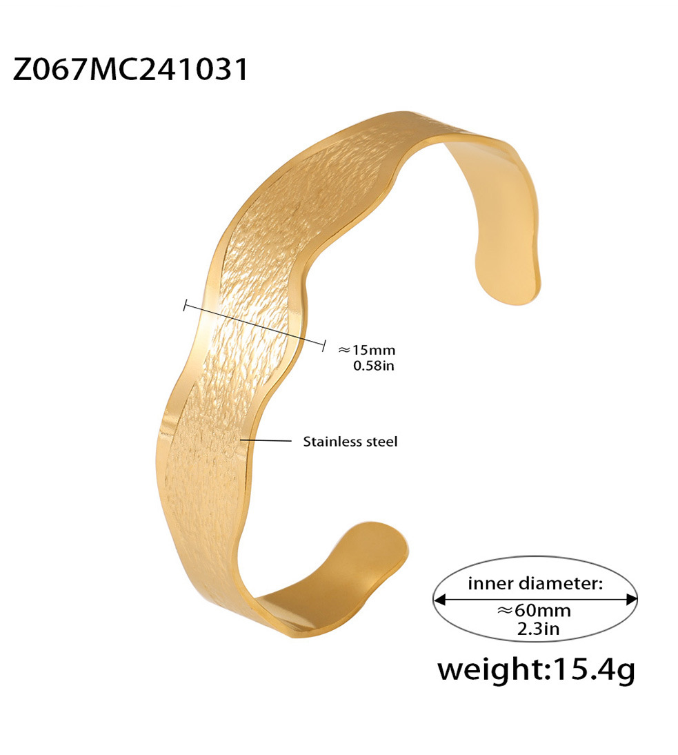 Personalized Square Sugar Ripple C-shaped Titanium Steel Bracelet_voghion.com