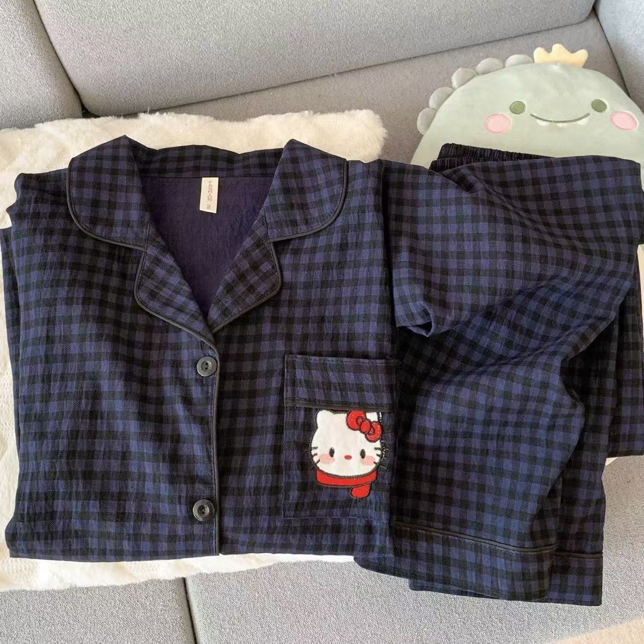 Al por mayor transfronterizo nueva primavera y otoño en línea explosión delgada nube de algodón dulce pijama de mangas largas pantalones largos ropa para el hogar cubierta