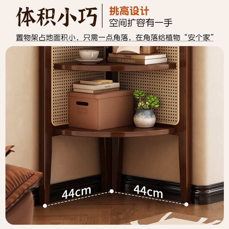 Gabinete de esquina, estante, gabinete de almacenamiento de una pieza contra la pared, sofá de sala de estar, almacenamiento triangular en la pared, gabinete de exhibición de ratán