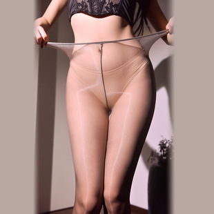 Little Red Girl Aurora Oily One-Line Crotch Sexy Stockings Sexy Silky Oily Pantyhose Ultra-Thin Oily Black Stockings