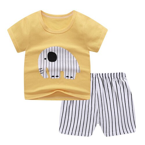Children's T-shirt Summer Infant Boys and Girls Baby Cotton Short Sleeve Shorts Set Baby Half Sleeve