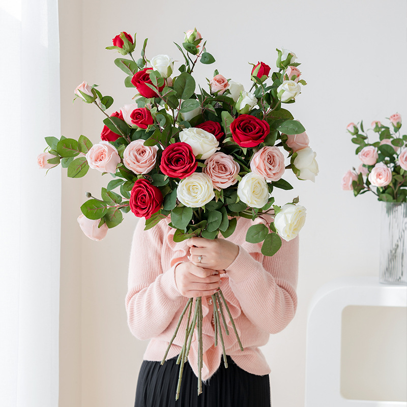 Anne Rose Artificial Flower Rose Artificial Flower Fake Flower Decorative Flower Living Room Ornament Flower Arrangement Chrysanthemum Plastic Flower