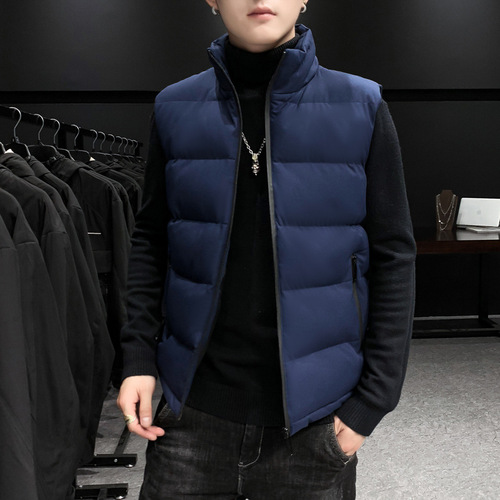 Casual Men's Vest New Autumn Stand Collar Solid Color Fashion Sports Slim Fit Sleeveless Youth Solid Color Korean Style Jacket