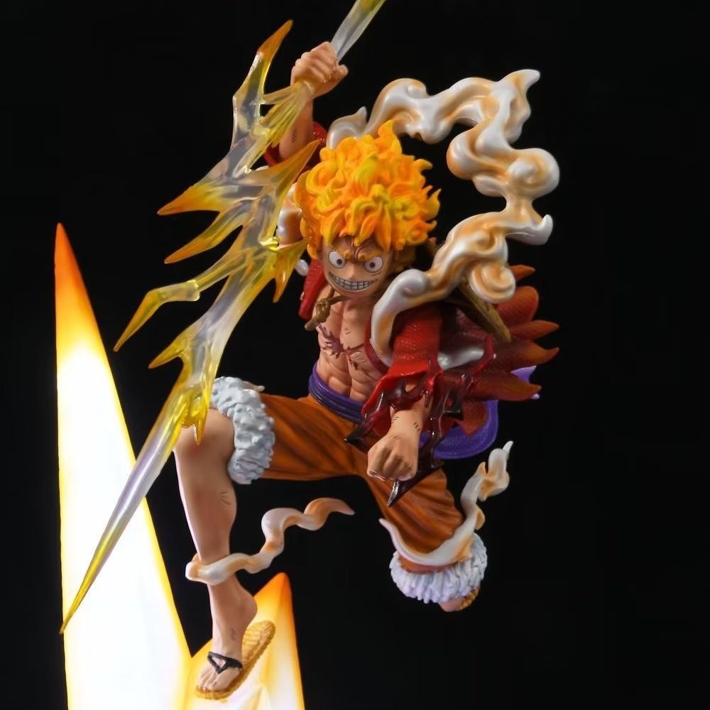 Figura de Luffy Nika Explosión Relámpago de One Piece GK, Modelo Rojo y Blanco con Luz, Adorno, Venta al por Mayor