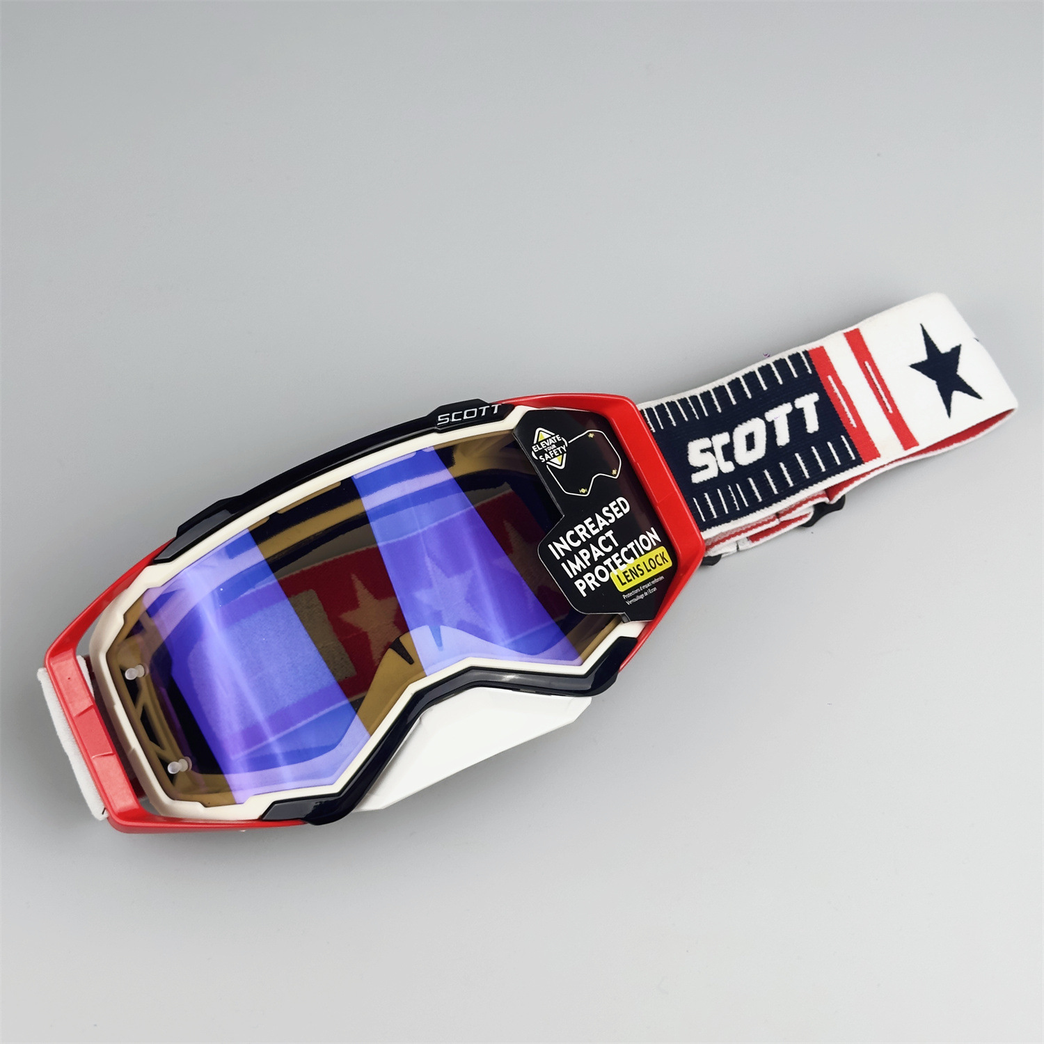 Red black - blue lens