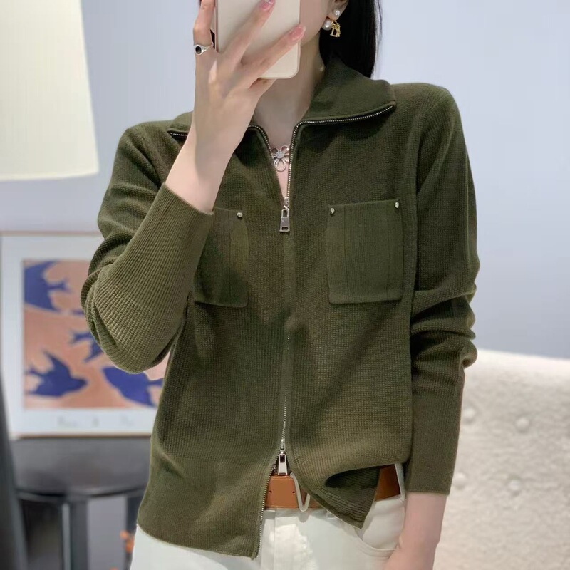 Zipper Cardigan Women's Sweater with Autumn and Winter French Sweater Jacket