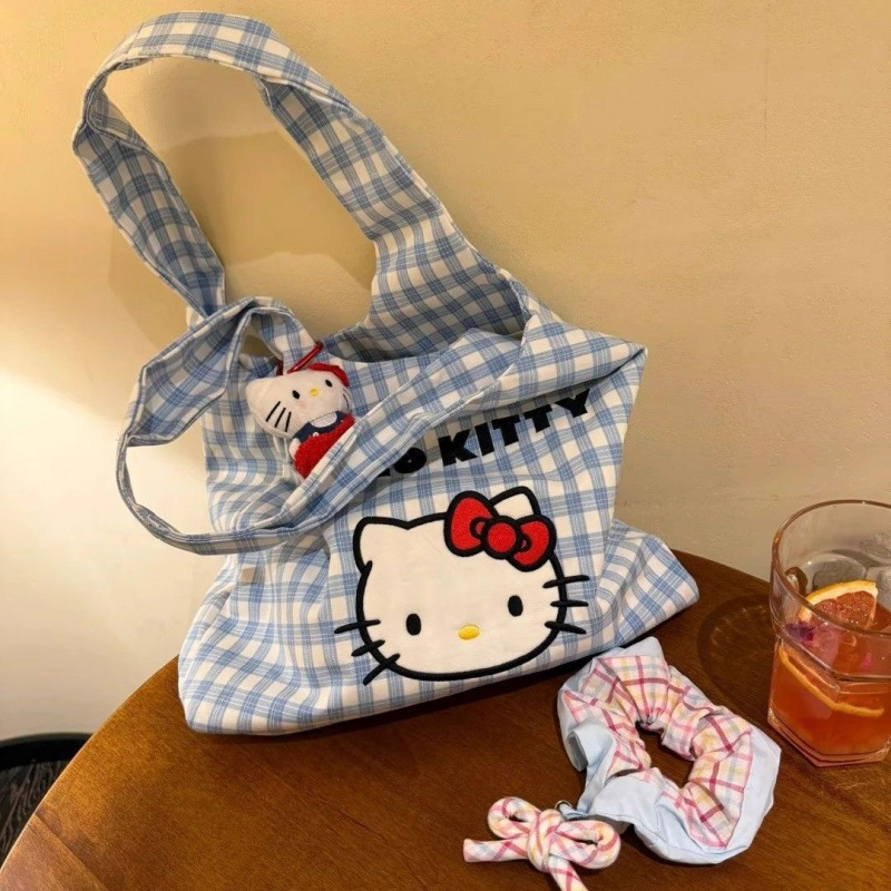 可爱风kitty夏季百搭通勤大容量帆布包手提袋单肩斜挎包新款挎包|undefined