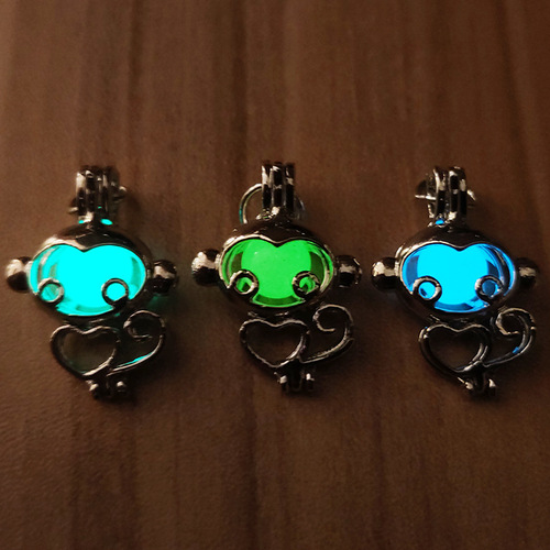Creative New Glowing Monkey Pendant Openwork Alloy Necklace Cute Animal Accessory Unisex Lockets