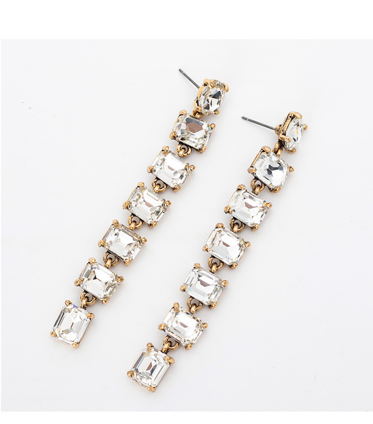 32g Weight Drop Earrings Classification 1 Pair Quantity 1 Pair Fashion Square Alloy Rhinestone Women's Drop Earrings