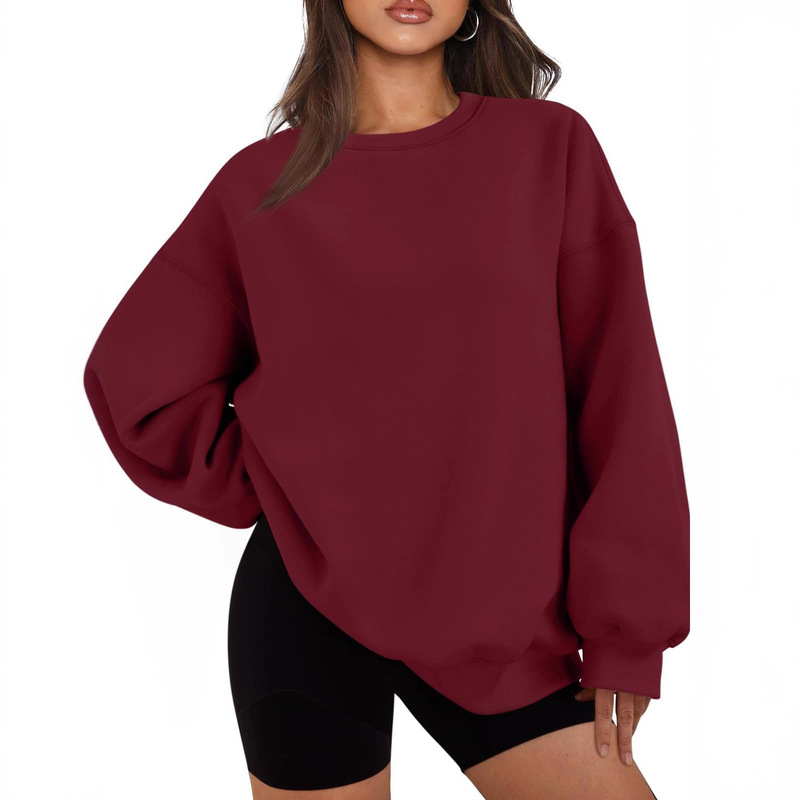 2025 European and American Export Cross-Border Women's Clothing Amazon's Popular Round Neck Pullover Oversized Loose Velvet Long-Sleeved Sweatshirt 2025 European and American Export Cross-Border Women's Clothing Amazon's Popular Round Neck Pullover Oversized Loose Velvet Long-Sleeved Sweatshirt