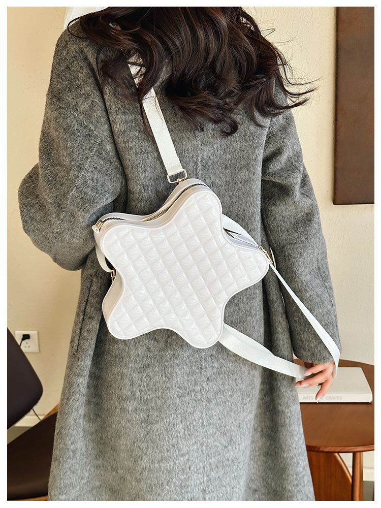 2025 New style fashionable star Backpack, diamond-shaped PVC jelly bag, fresh and sweet campus ladies' backpack undefined