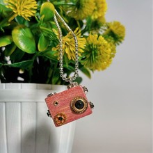 跨境手工朋克相机原创挂件木质吊坠项链手机链男女生项链坠摆摊