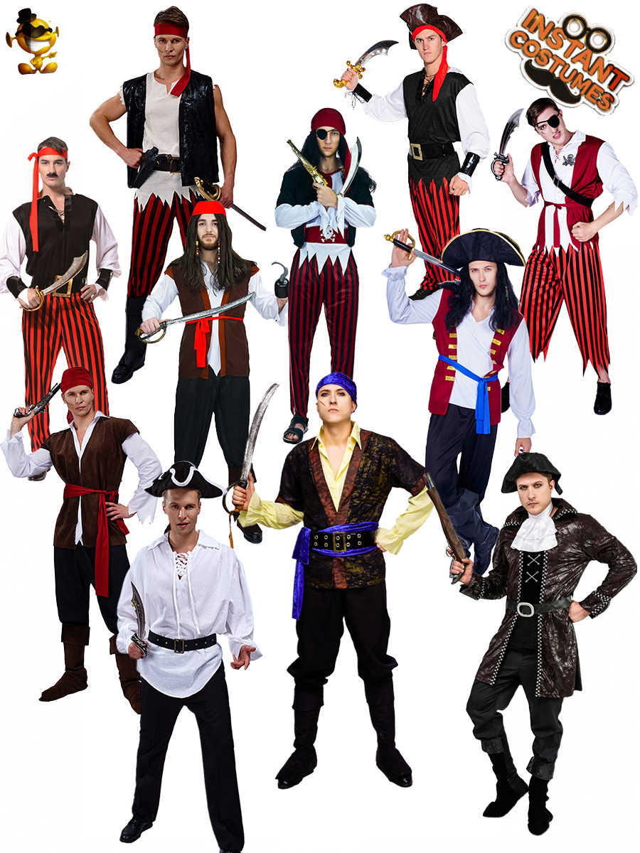 Traje de pirata de hombre grande de Halloween, ropa de fiesta de cosplay, traje de escenario, mascarada transfronteriza