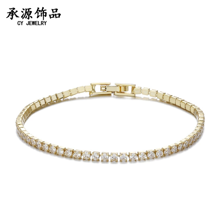 Браслет tennis Chengyuan Jewelry, циркон 2,5 мм, медь с гальваническим покрытием, 14–19 см