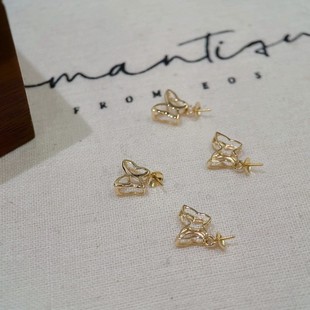 18K Gold Accessories Butterfly Design Pendant Small with 9-10-11mm Beads Accessories Without Chain Without Beads
