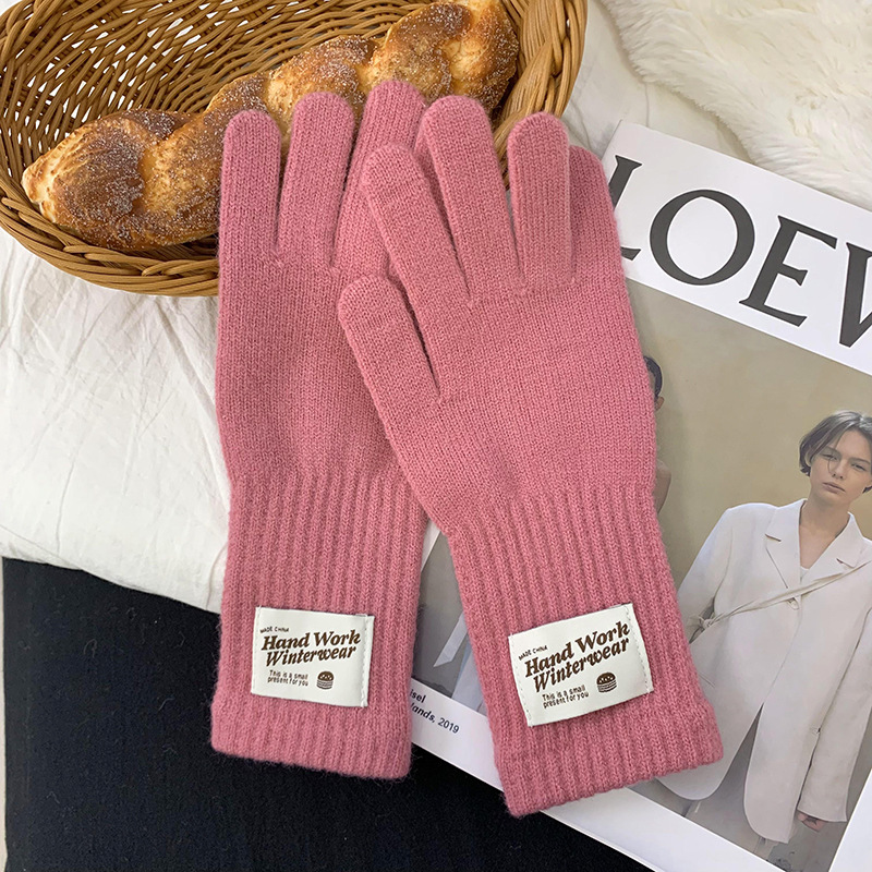 Guantes de ciclismo 2025, otoño y invierno nuevos guantes de punto de lana gruesa alargada guantes de dedo caliente al por mayor