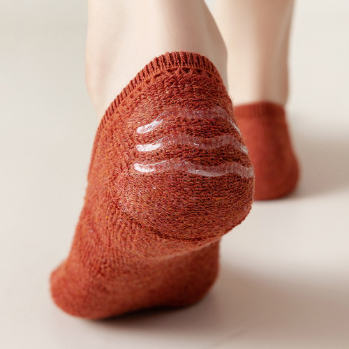 Women's boat socks thickened towel bottom invisible socks solid color cotton socks Japanese silicone non-slip shallow socks Korean style women's socks
