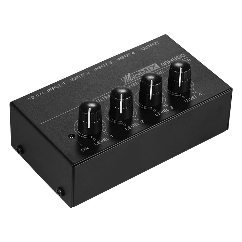 MX400 4-канальный сигнал микшер четыре в один из музыкальных инструментов микрофон микширования выходного микшера аудио микширования