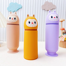 卡通拉布布硅胶笔袋可爱可伸缩圆笔筒铅笔盒学生文具收纳盒铅笔袋