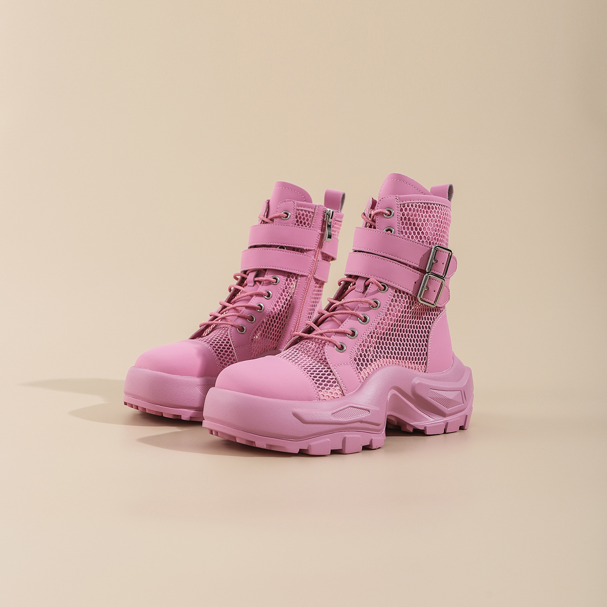 Sports thick-soled Martin boots women's summer thin 2023 new thick-soled mesh hollow breathable boots mesh boots sandals_voghion.com