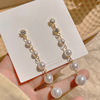 Silver needle, advanced retro earrings from pearl with tassels, silver 925 sample, high-quality style, bright catchy style