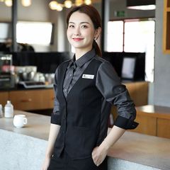 Bartender work clothes KTV bar waiter uniform hot pot waiter long-sleeved Western restaurant spring and summer clothing for women