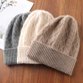 秋冬纯羊毛大头围毛线帽子男女同款羊绒毛线帽针织护耳保暖冷帽