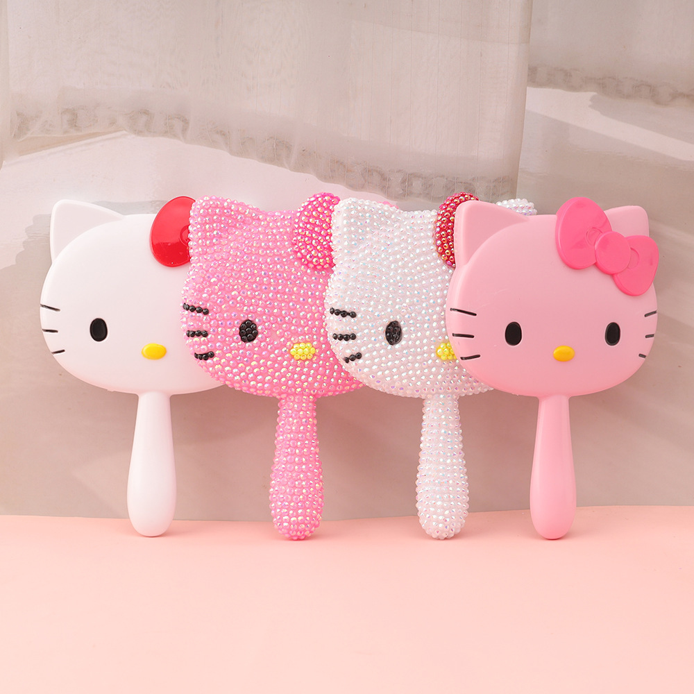 Espejo portátil Hellokitty Hello Kitty Mini espejo de maquillaje de mano Lucky Cat DIY Travel KtCat Espejo