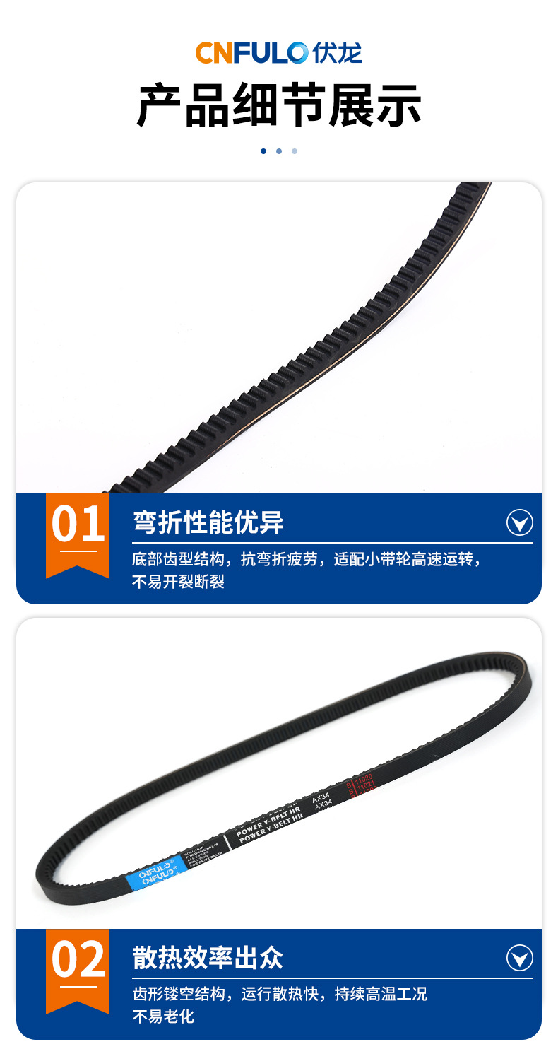 Manufacturer-customized, oil-resistant, and high-temperature-resistant V-belts for agricultural machinery, automotive engines, and transmission systems; V-belts