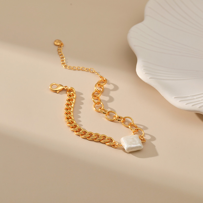 Fashion Square Copper Pearl Plating Bracelets 1 Piece