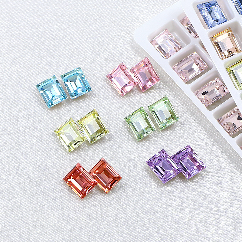 Dongzhou Crystal 8*10 Medium Rock Candy Nail Art Rhinestone Rectangular Right Angle Sugar Cube Pointed Bottom Sparkling K9 Glass Nail Art Accessories Dongzhou Crystal 8*10 Medium Rock Candy Nail Art Rhinestone Rectangular Right Angle Sugar Cube Pointed Bottom Sparkling K9 Glass Nail Art Accessories