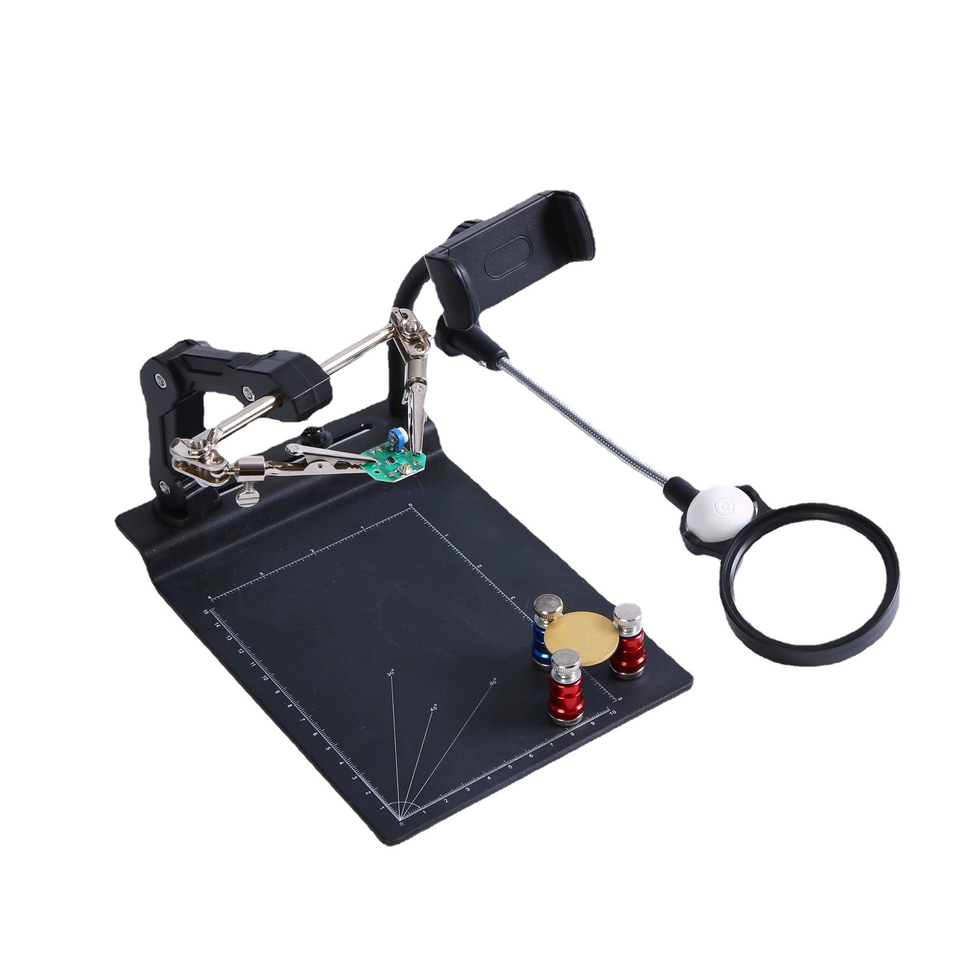 Новый Рабочий стол со вспомогательной шкалой зажима для мобильного телефона HD механический ремонт сборки инспекционное наблюдение светодиодное увеличительное стекло